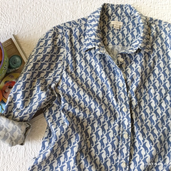 J. Crew Factory Tops - J Crew Factory Seahorse Print Button Down